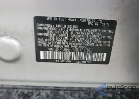 2011 Subaru Forester 2.5X from USA, damaged, VIN JF2SHBBC5BH754392